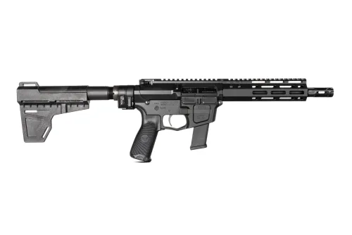 AR9 Pistol, 9mm, Glock Receiver, 8" Barrel, 1-10 Twist, Black, LAW Tactical Folder, Optimized Recoil System